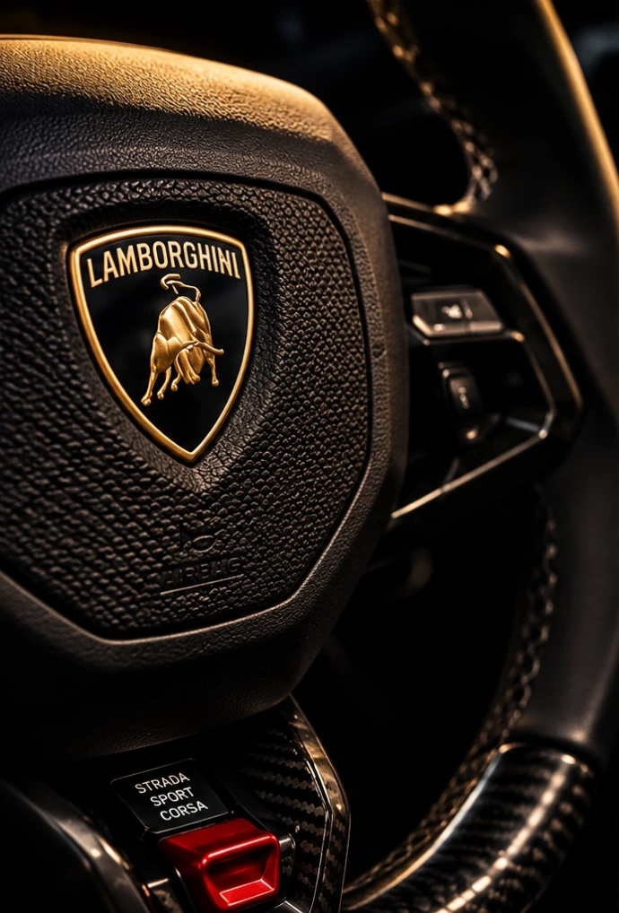 Detail van een Lamborghini-stuur